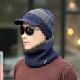 thumbnail image 1 of Dyfzdhu Women Men Winter Knit Warm Hats Scarf Dual PurposeHat Ear Protection Windproof Hat Navy, 1 of 5