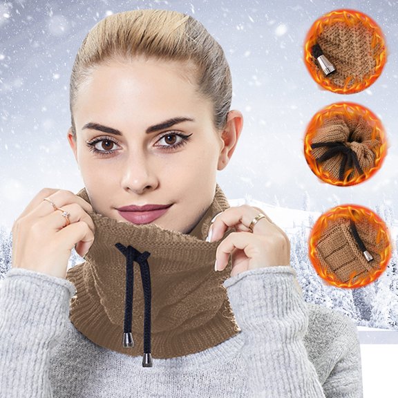 Dyfzdhu Women&Men Winter Slouchy Knit Warm Hats Scarf Dual Purpose Knitted Wool Hat Ear Protection Windproof Khaki