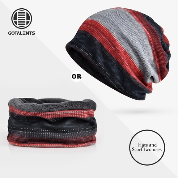 Dyfzdhu Women&Men Winter Slouchy Knit Warm Hats Scarf Dual Purpose Knitted Wool Hat Ear Protection Windproof