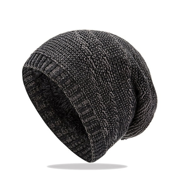 Dyfzdhu Women Mens Two Tone Twill Knit Pile Hat Winter Warm Trendy Unisex Pullover Men Black