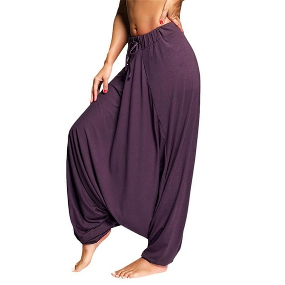 Dyfzdhu Women Plus Size Solid Color Casual Loose Pants Yoga Pants Women Trousers Harem Pant Purple