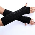 thumbnail image 1 of Dyfzdhu Women Simple Fashion Fall Winter Knitted Hollow Warm Gloves Black, 1 of 7