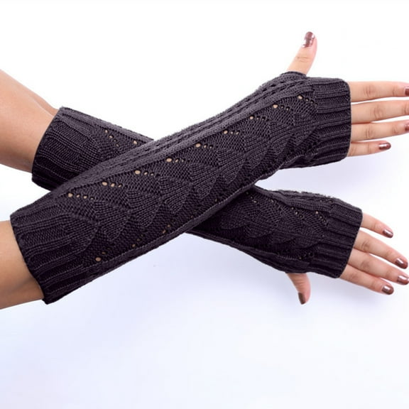 Dyfzdhu Women Simple Fashion Fall Winter Knitted Hollow Warm Gloves