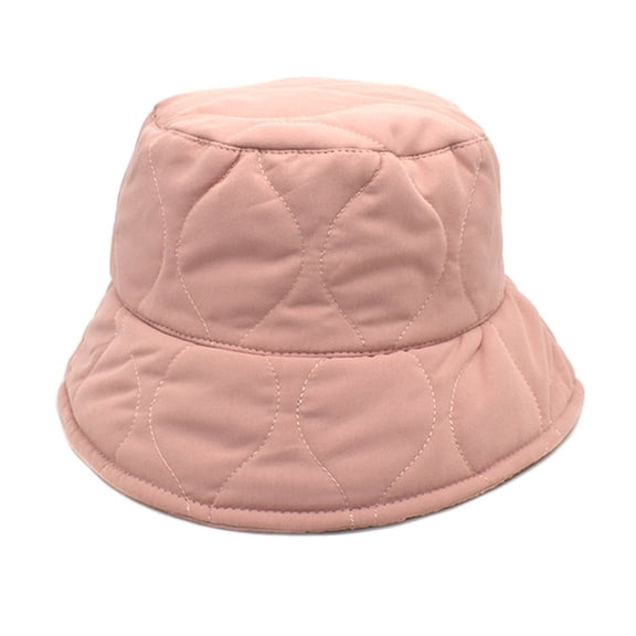 Dyfzdhu Women Solid Color Thickened Pot Cap Fall Winter Warm Thermal Windproof Bucket Fisherman Hat for Girls Pink