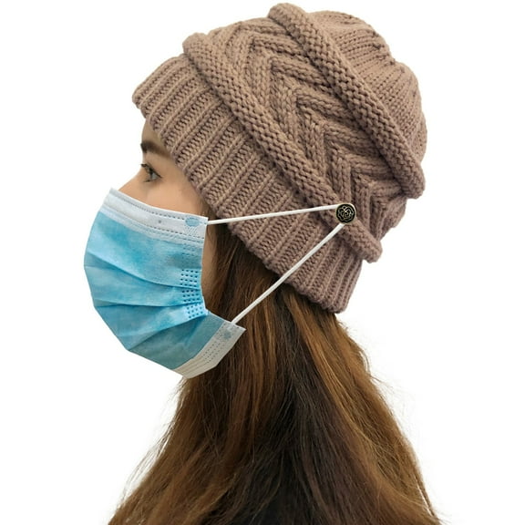 Dyfzdhu Women Solid Stitching Outdoor Warm Hats Crochet Knit Beanie Cap Peaked Khaki