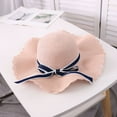thumbnail image 1 of Dyfzdhu Women Summer Big Straw Hat Sun Floppy Wide Hats New Bowknot Folding Beach Cap, 1 of 2