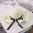 thumbnail image 1 of Dyfzdhu Women Summer Big Straw Hat Sun Floppy Wide Hats New Bowknot Folding Beach Cap, 1 of 2