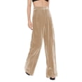 thumbnail image 1 of Dyfzdhu Women Velvet Pants Trendy Solid Color Pleuche Wide Leg Pants Loose Trousers Beige, 1 of 9
