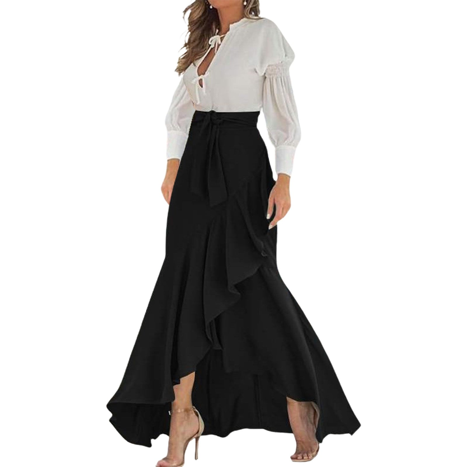 Dyfzdhu Women Waistband Lace Wrap Fishtail Skirt High Waist