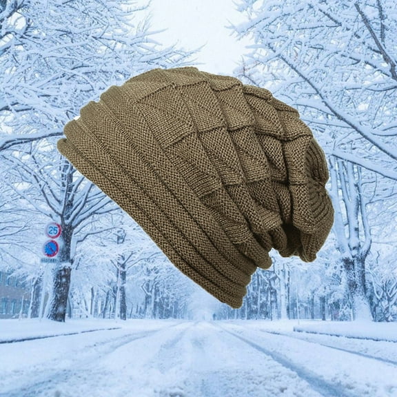 Dyfzdhu Women Warm Casual Hats Couples Knit Caps Khaki