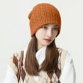 thumbnail image 1 of Dyfzdhu Women Warm Solid Twist Knit Crochet Pile Hat Pullover Cap Brown, 1 of 3