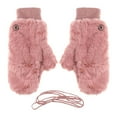thumbnail image 1 of Dyfzdhu Women Winter Gloves Fuzzy Thicken Warm Fleece Lined Elastic Cuff Cute Mittens Pink, 1 of 6