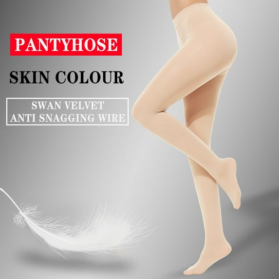 Dyfzdhu Women Winter Leggings Solid Color Thick Lined Thermal Pantyhose High Waist Tights Beige