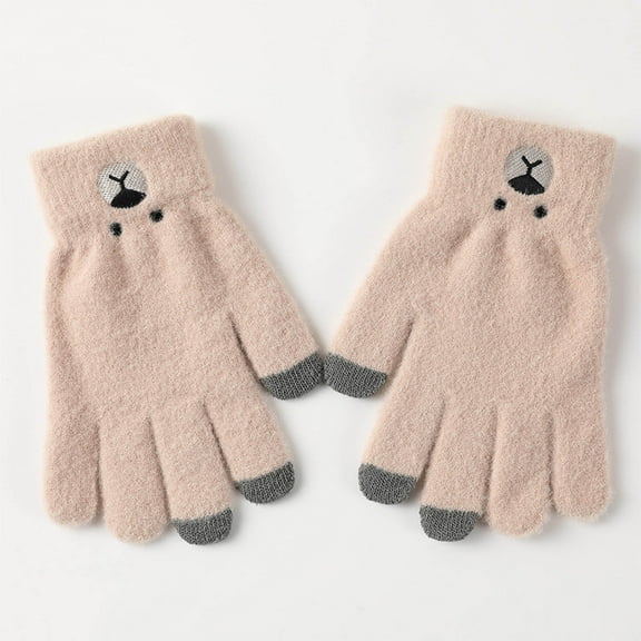 Dyfzdhu Women Winter Screen Gloves Warm Knit Gloves Elastic Cuff Winter Men Texting Gloves