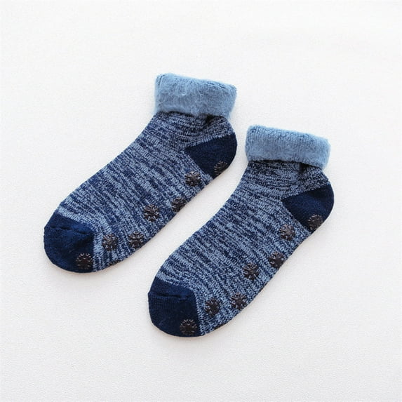 Dyfzdhu Women Winter Thickened Plush Lined Socks Nonslip Solid Color Thermal Tube Socks
