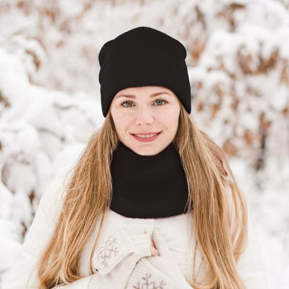 Dyfzdhu Women Winter Warm Cable Crochet Knit Hat Beanie Cap Style Skull Trendy Black