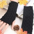 thumbnail image 1 of Dyfzdhu Women Winter Warm Fingerless Gloves Crochet Thumbhole Knit Wrist Warmers Mittens Black, 1 of 3