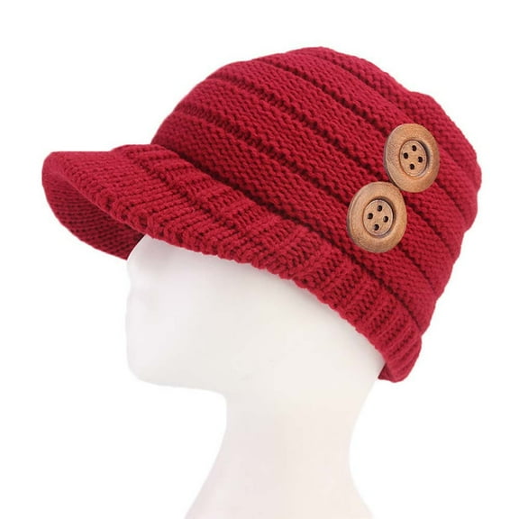 Dyfzdhu Women Winter Warm Stretch Knitted Cap Hats Ski Caps Red