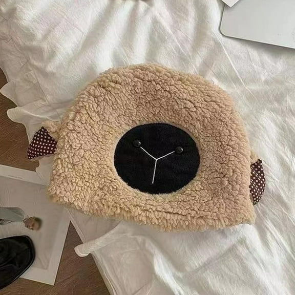 Dyfzdhu Women Winter Warm Windproof Hat Ski Riding Fleece Warmer Cute Cartoon Sheep Ear Cap for Girl