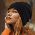 thumbnail image 1 of Dyfzdhu Women Winter Woolen Hat Loose Oversized Knitted Warm Suitable for Cold Weather One Size Black, 1 of 4
