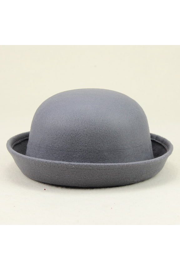 Women Wool Bowler Hats Elegant Rolled Brim Panama Hat Solid Bucket Hat Classic Top Hats Fedora Cap
