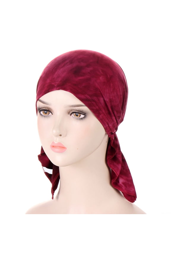 Womens Casual Tie Dye Head Hat Cap Headwear Turban Cap Headwrap Turban Cap