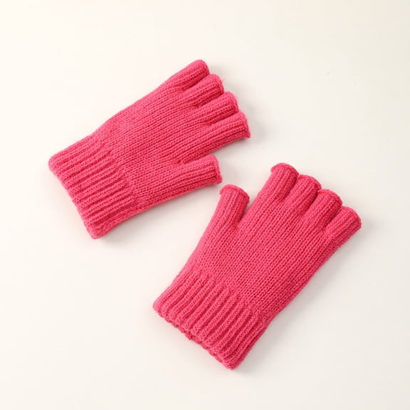 Dyfzdhu Womens Fingerless Gloves Fall Winter Thickened Warm Cold Knitted Exposed Finger Knitted Gloves