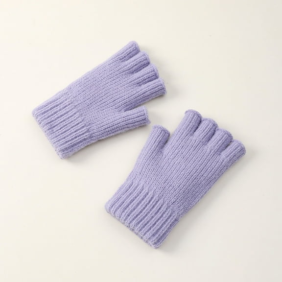 Dyfzdhu Womens Fingerless Gloves Fall Winter Thickened Warm Cold Knitted Exposed Finger Knitted Gloves