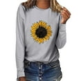thumbnail image 1 of Dyfzdhu Womens Long Sleeve T Shirts Trendy Sunflower Graphic Tees Crew Neck Sweatshirt Tunic Tops Silver, 1 of 3