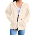thumbnail image 1 of Dyfzdhu Womens Oversized Zip Up Hoodie Lightweight Long Sleeve Sweatshirt Outdoor Sports Running Hooded Jackets with Pockets, 1 of 6