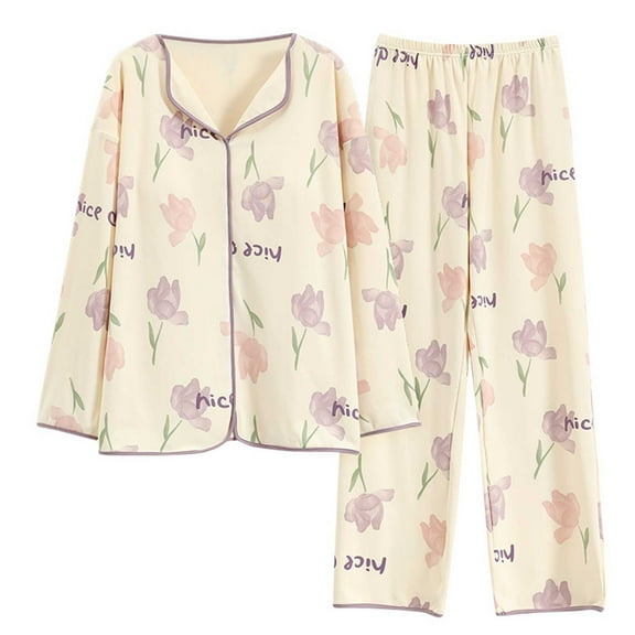 Dyfzdhu Womens Pajama Sets Petite Set Length Tunic Top Wide Leg Pants Sleepwear Loungewear