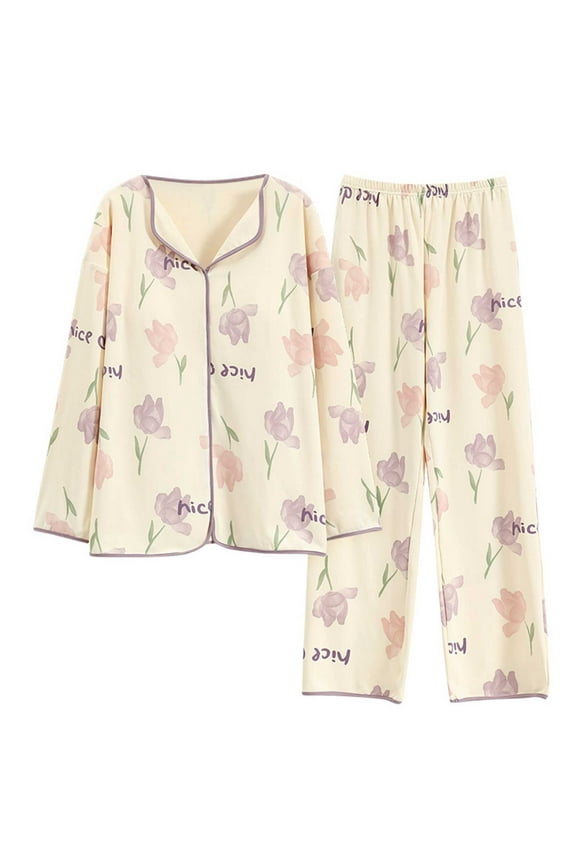 Dyfzdhu Womens Pajama Sets Petite Set Length Tunic Top Wide Leg Pants Sleepwear Loungewear