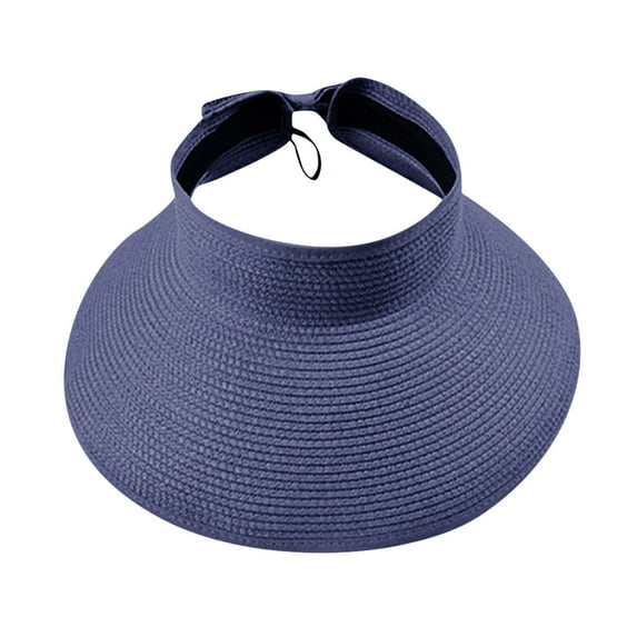 Dyfzdhu Womens Summer Foldable Straw Sun Visor Hat Solid Color Wide Brim Hat