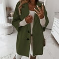 thumbnail image 1 of Dyfzdhu Wool Coats for Women 3/4 Sleeve Button Down Trench Coat Fall Winter Long Overcoat Army Green L, 1 of 5