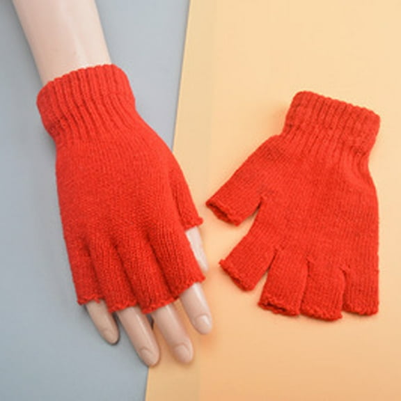 Dyfzdhu Wool Half Finger Gloves Knitted Solid Color Warm Gloves For Men Women