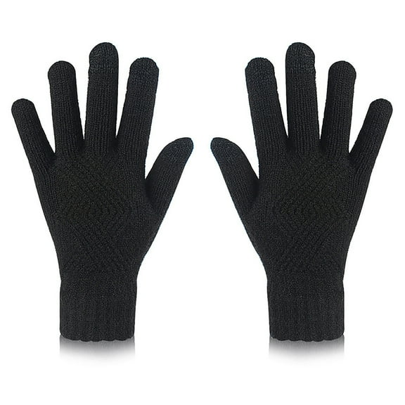 Dyfzdhu Wool Knitted Touchscreen Gloves Men Women Winter Warm Gloves Black