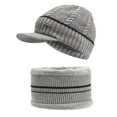 thumbnail image 1 of Dyfzdhu Woolen Cap Men Plus Velvet Hat Riding Warm Hood Knit Bib Suit Gray, 1 of 6