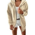 thumbnail image 1 of Dyfzdhu Zip up Hoodies for Women Lined Thickened Long Sleeve Hooded Jacket Fall Winter Solid Sweater Beige, 1 of 4