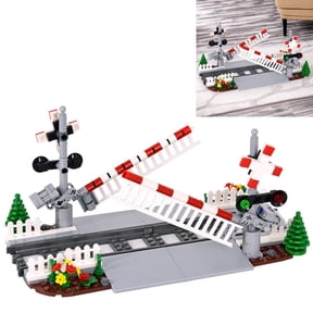 Dyganceuny 218 PCS City Train Tracks Crossing Building Block Set with Signals, Railroad Crossing Accessories Track Building Bricks Set Gifts