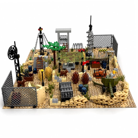 Dyganceuny 9-in-1 Desert Military Base Building Set, 399-Piece Army Battlefield Building Blocks, Compatible with Lego for custom layouts
