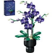 Dyganceuny Purple Orchid Building Blocks Flower Set 666 PCS DIY Artificial Orchid Plant Kit with Pot for Home Office Decor, Botanical Collection Gift for Adults Women