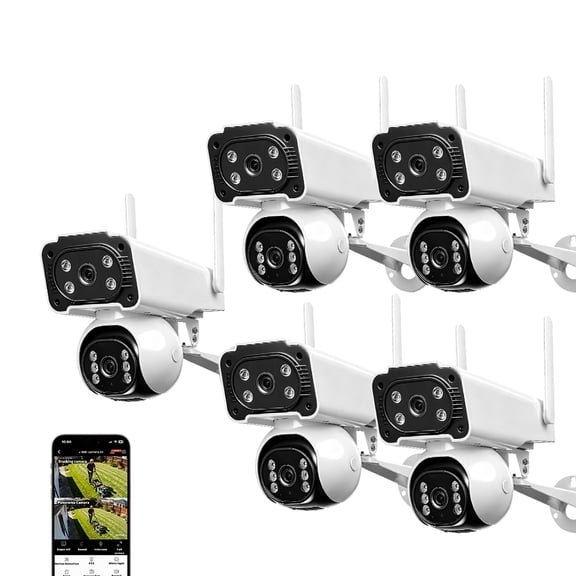 Dygoophy 54K Dual Lens Security Camera Outdoor, Surveillance Camera, Cameras for Home Security, AI Detection/Tracking, Color Night Vision, 2.4G WiFi Two-Way Audio, Cloud & SD Card Storage