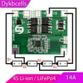 Dykbcells 4S 14A limit 20A BMS 12.8V 12V LiFePo4 /14.8V 16.8V 18650 Li
