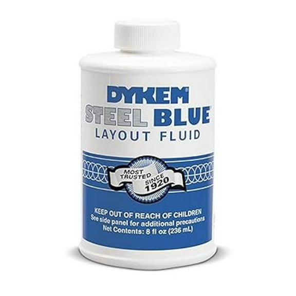 Dykem 80400 Steel Blue Layout Fluid 8oz - Toluene Free Marking Dye for Metal, DIY Projects, Precision Layout, Scratch Resistance, Brush-In Application