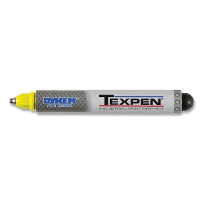 TEXPEN® Industrial Steel Ball Tip Paint Marker, Yellow, 3/32 in, Medium Pack of 12