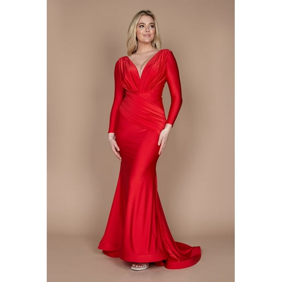 Dylan & Davids Long Sleeve Formal Fitted Evening Dress