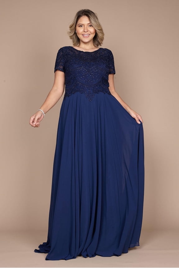 Short Sleeve Formal Solid Print Full Length, Dress (Women's)
