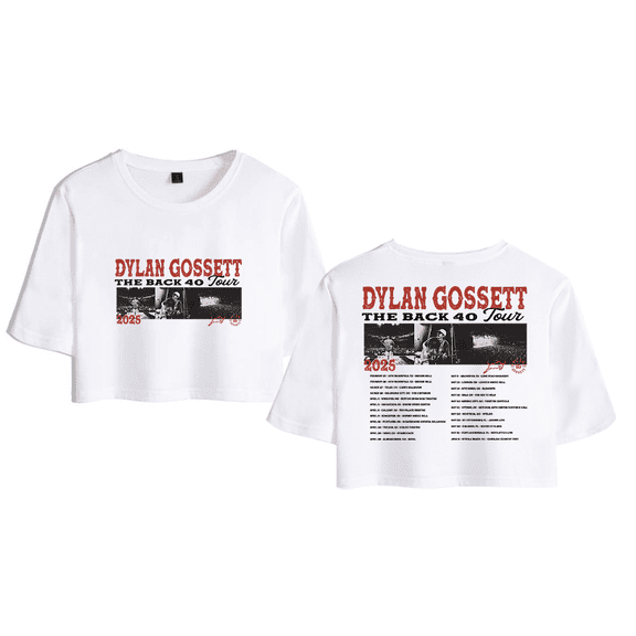 Dylan Gossett Merch The Back 40 Tour Crop Top Fashion Graphic T-shirt Women Girl Short Sleeve