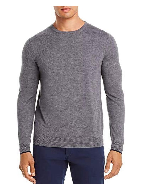 Crewneck Wool Blend Men's Sweater Grey Size Medium
