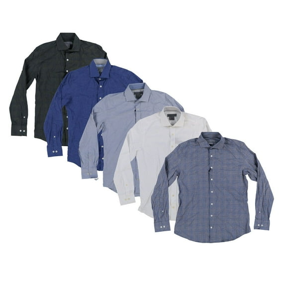 Dylan Gray Herringbone-Pattern Classic Fit Flannel Men's Casual Shirt Blue Size XL
